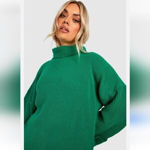 BOOHOO Turtleneck Green Knit Sweater Sz S/M